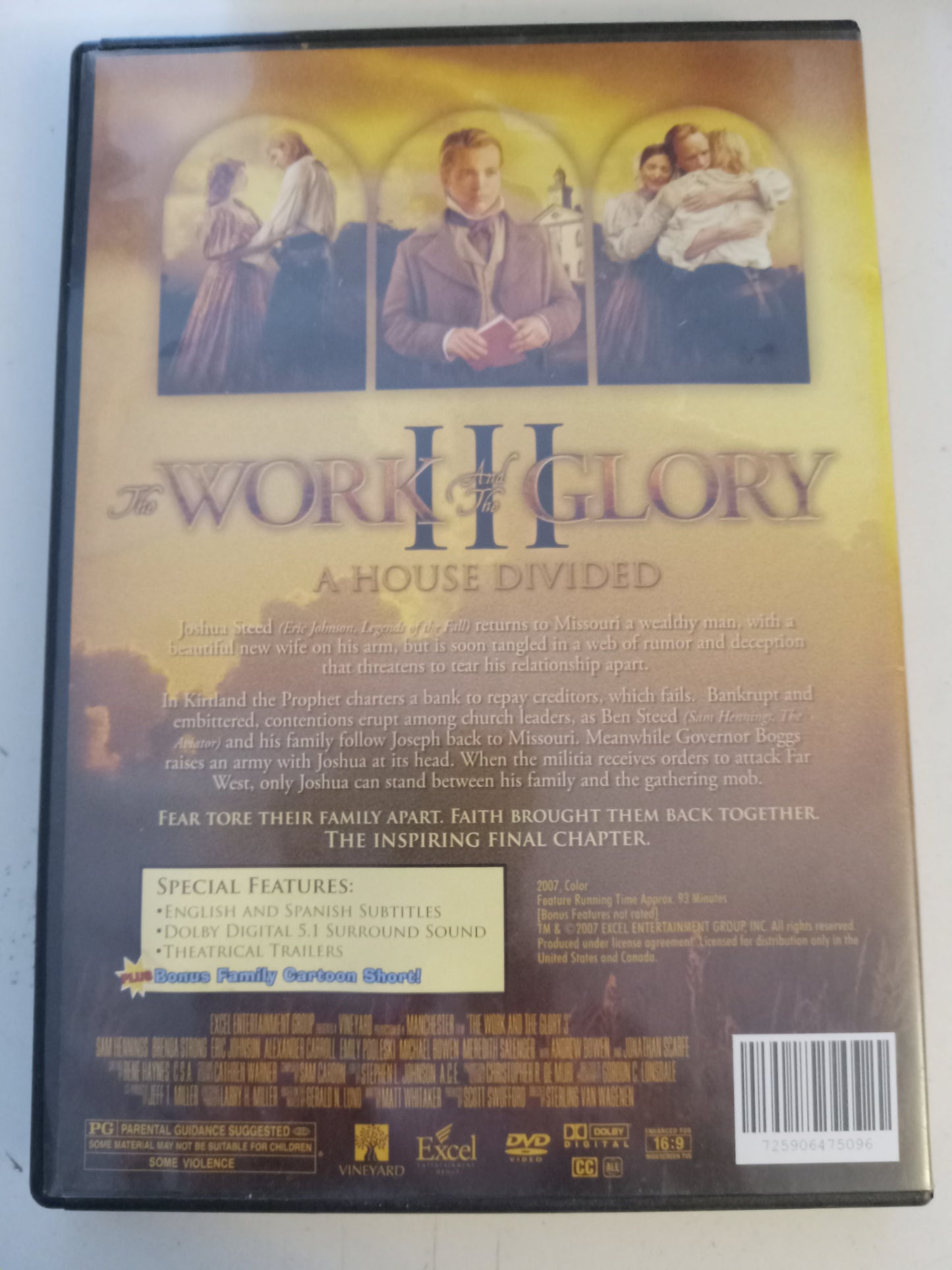 The Work And The Glory (3) A House Divided, DVD Movie, Jonathan Scarfe Widescreen, LDS Church History, Mormons Rated PG, USED