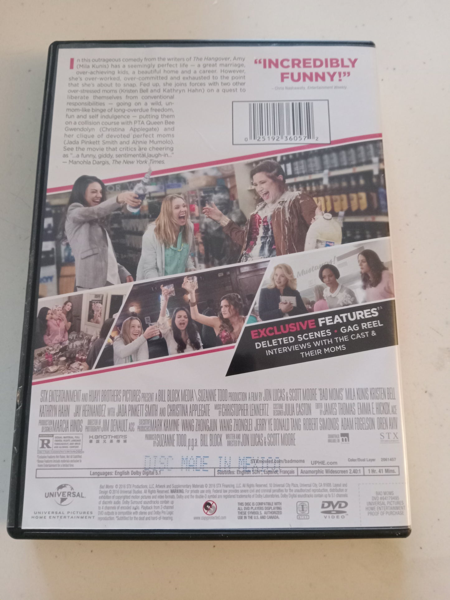 Bad Moms, DVD Movie, Mila Kunis Widescreen, Rated R, USED