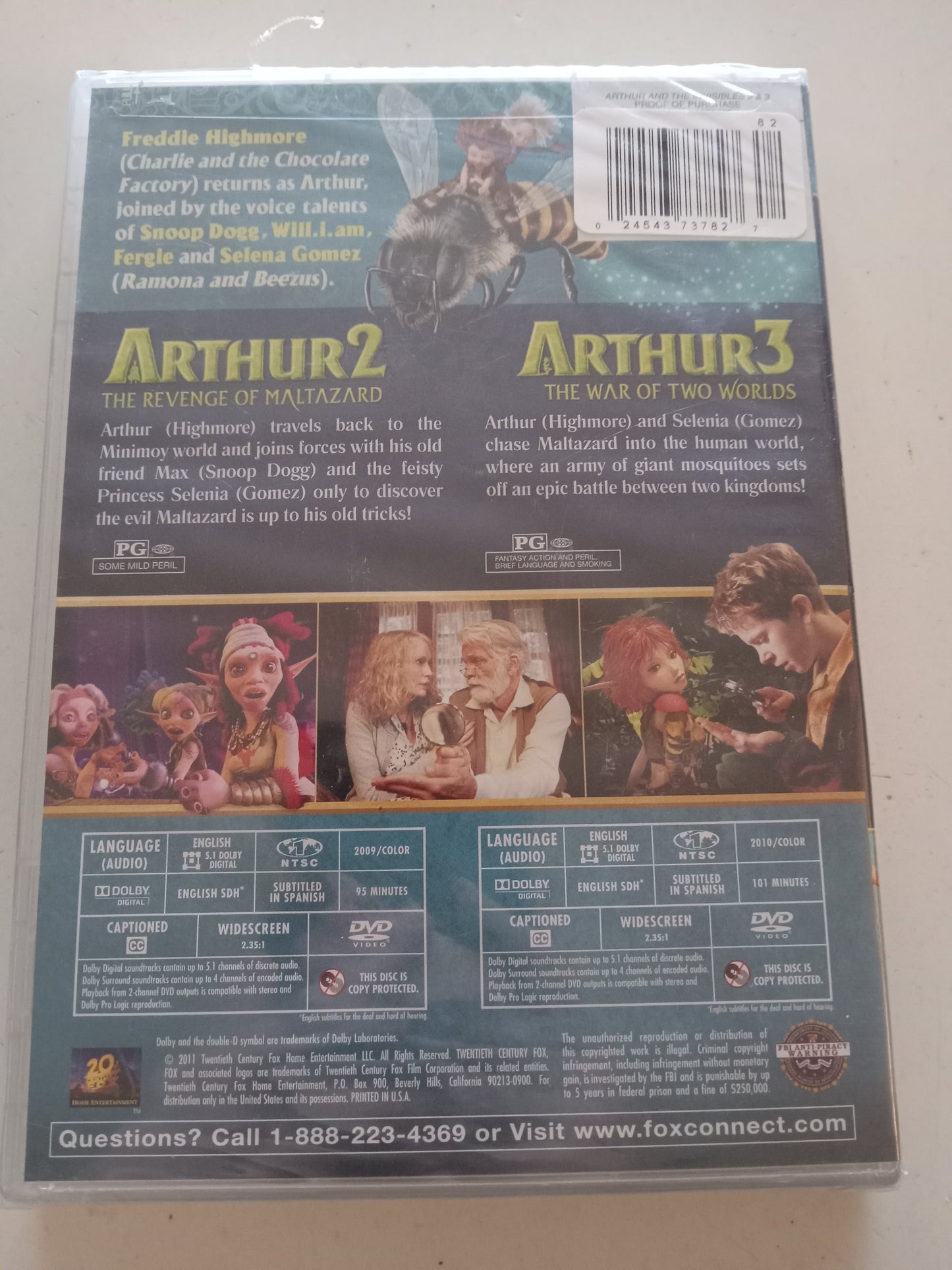 Arthur And The Invisibles 2 & 3 The New Minimoy Adventures, DVD Movie, Freddie Highmore Widescreen, Rated PG, NEW