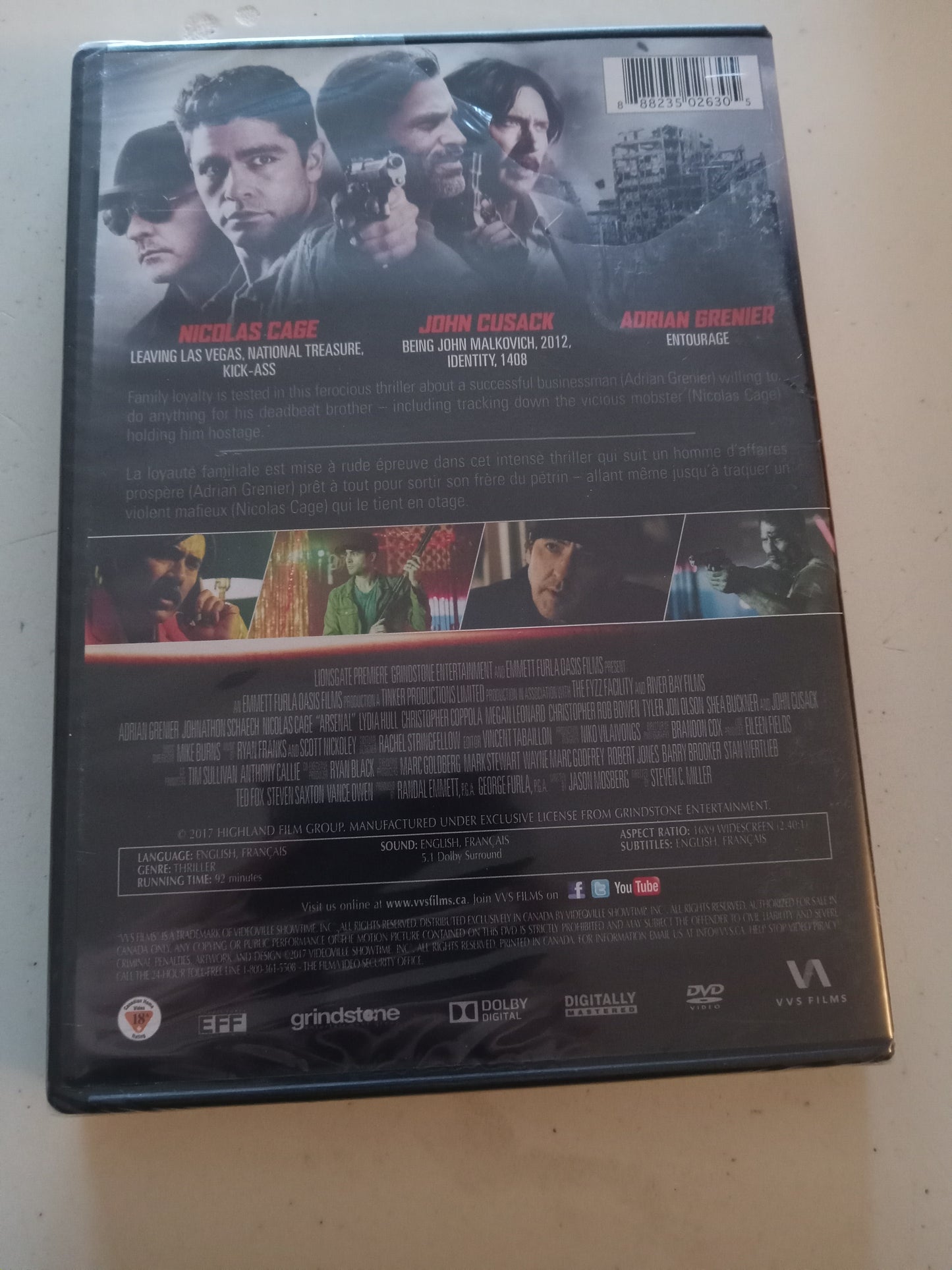 Arsenal, DVD Movie, Nicolas Cage Widescreen, Rated 18A, NEW