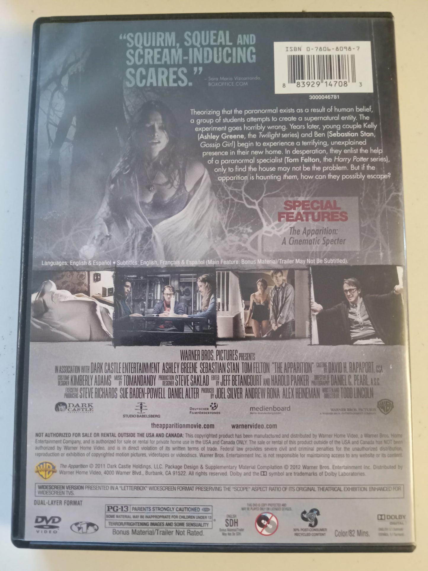 The Apparition, DVD Movie, Ashley Green Widescreen, Rated PG-13, USED
