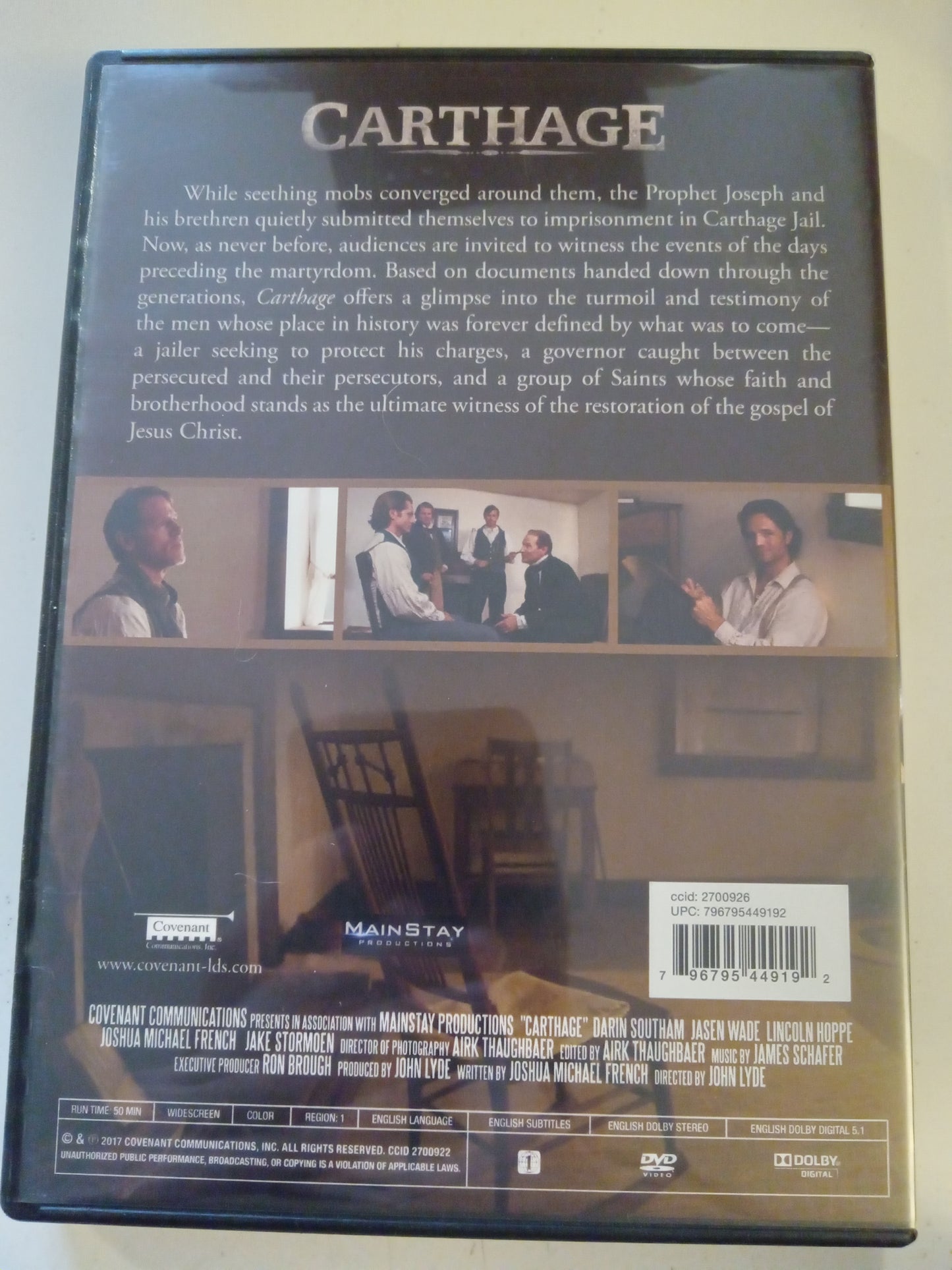 Carthage, DVD Movie, Jasen Wade Widescreen, LDS Church History, Mormons Not Rated, USED