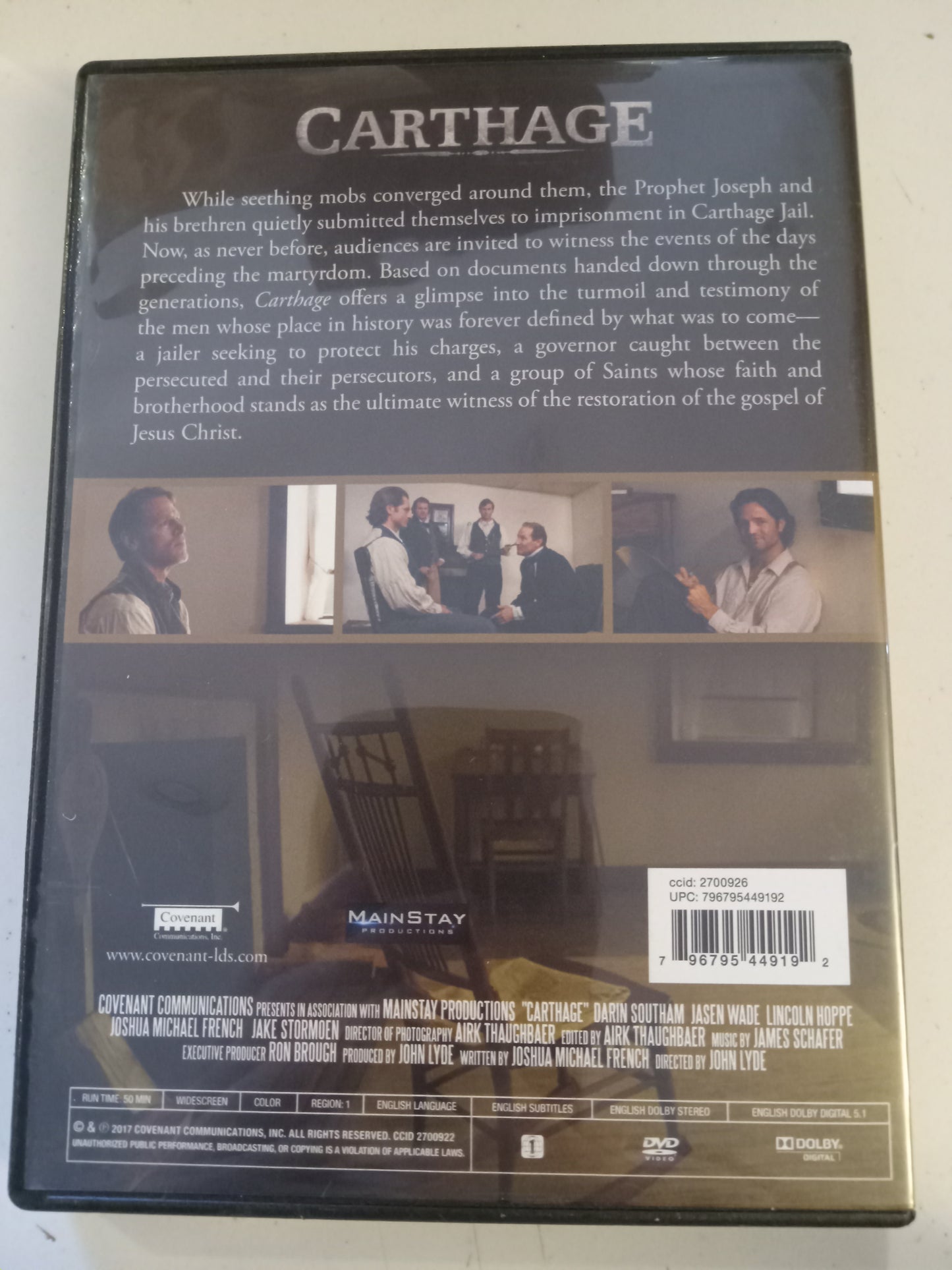 Carthage, DVD Movie, Jasen Wade Widescreen, LDS Church History, Mormons Not Rated, USED