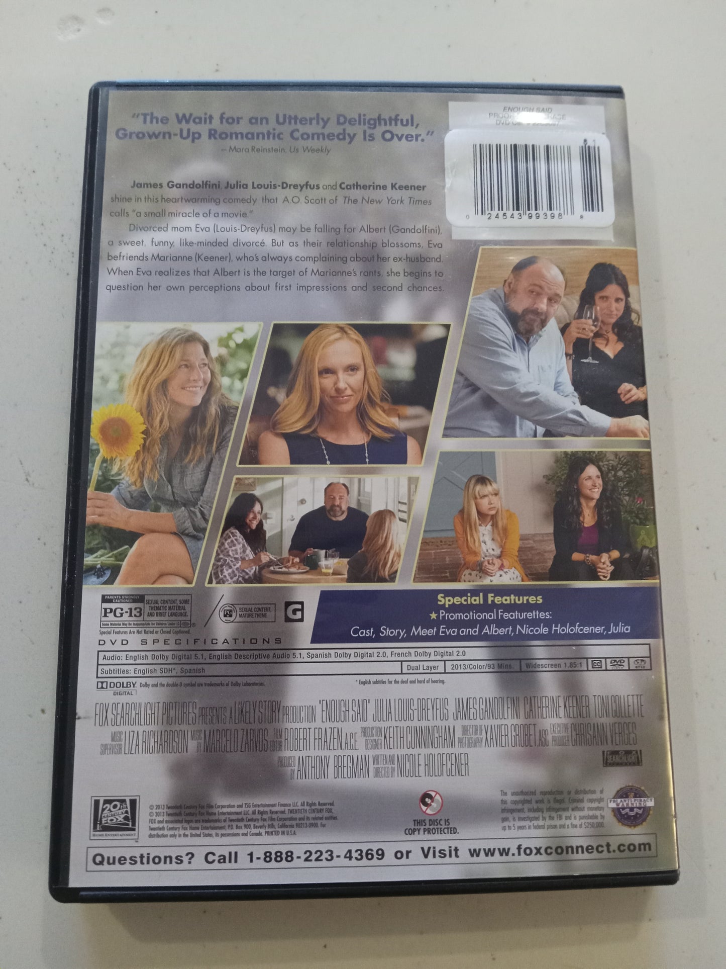 Enough Said, DVD Movie, Julia Louis Dreyfus Widescreen, Rated PG-13, USED