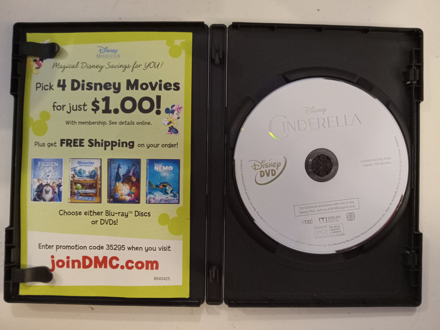 Cinderella, Disney Live Action DVD Movie, Cate Blanchette Widescreen, Rated PG, USED