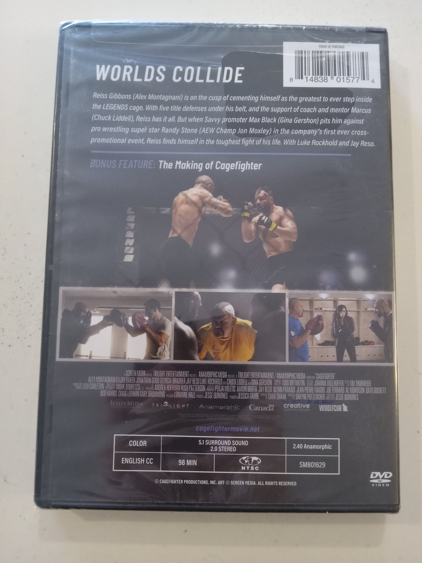 CageFighter Worlds Collide, DVD Movie, Chuck Liddell Widescreen, Rated R, NEW