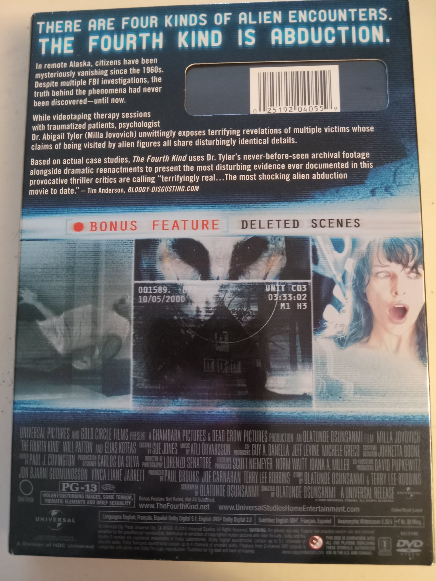 The Fourth Kind, DVD Movie, Milla Jovovich Widescreen, Rated PG-13, USED