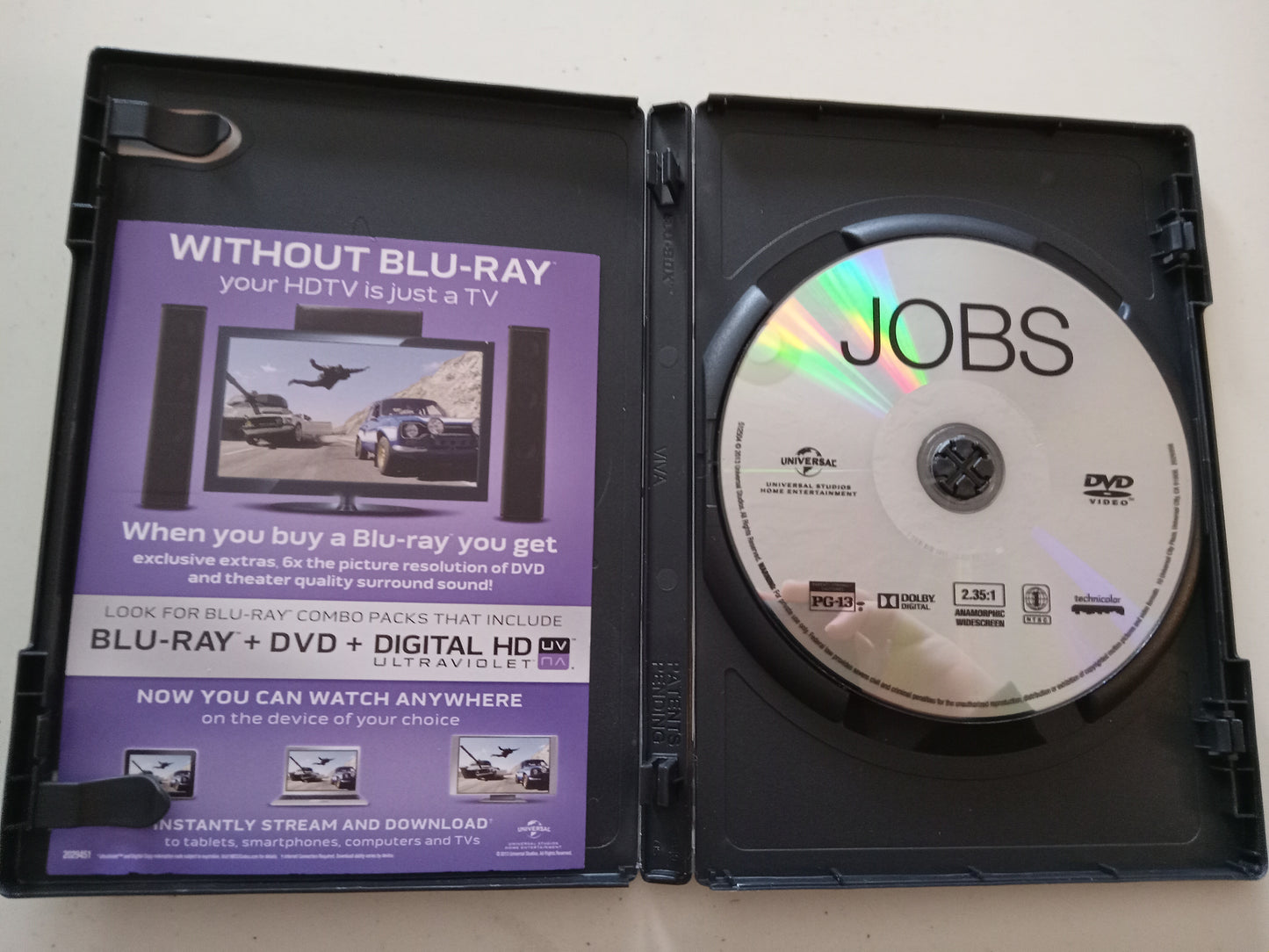 Jobs, DVD Movie, Ashton Kutcher Widescreen, Rated PG-13, USED