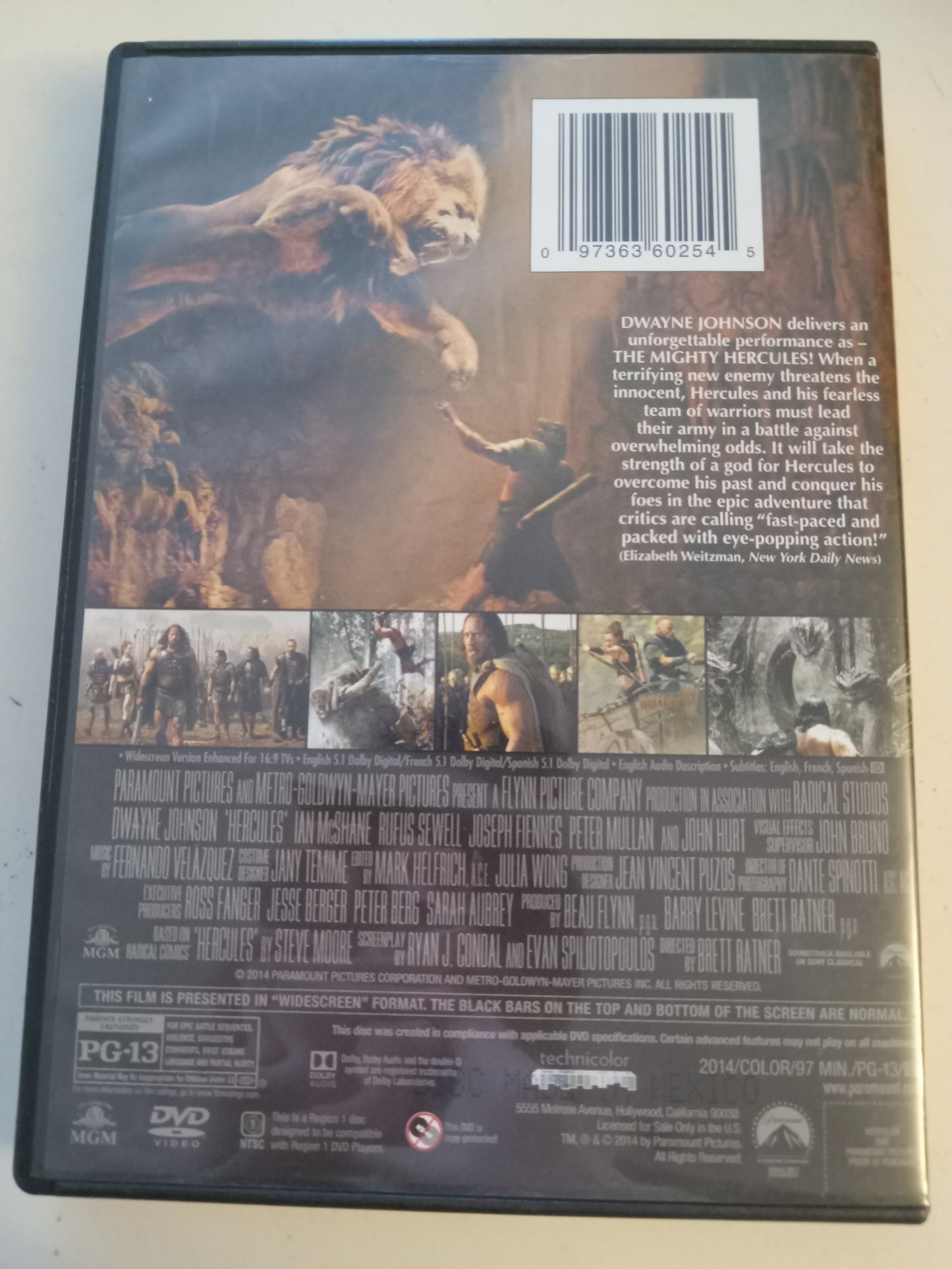 Hercules, DVD Movie, Dwayne Johnson Widescreen, Rated PG-13, USED
