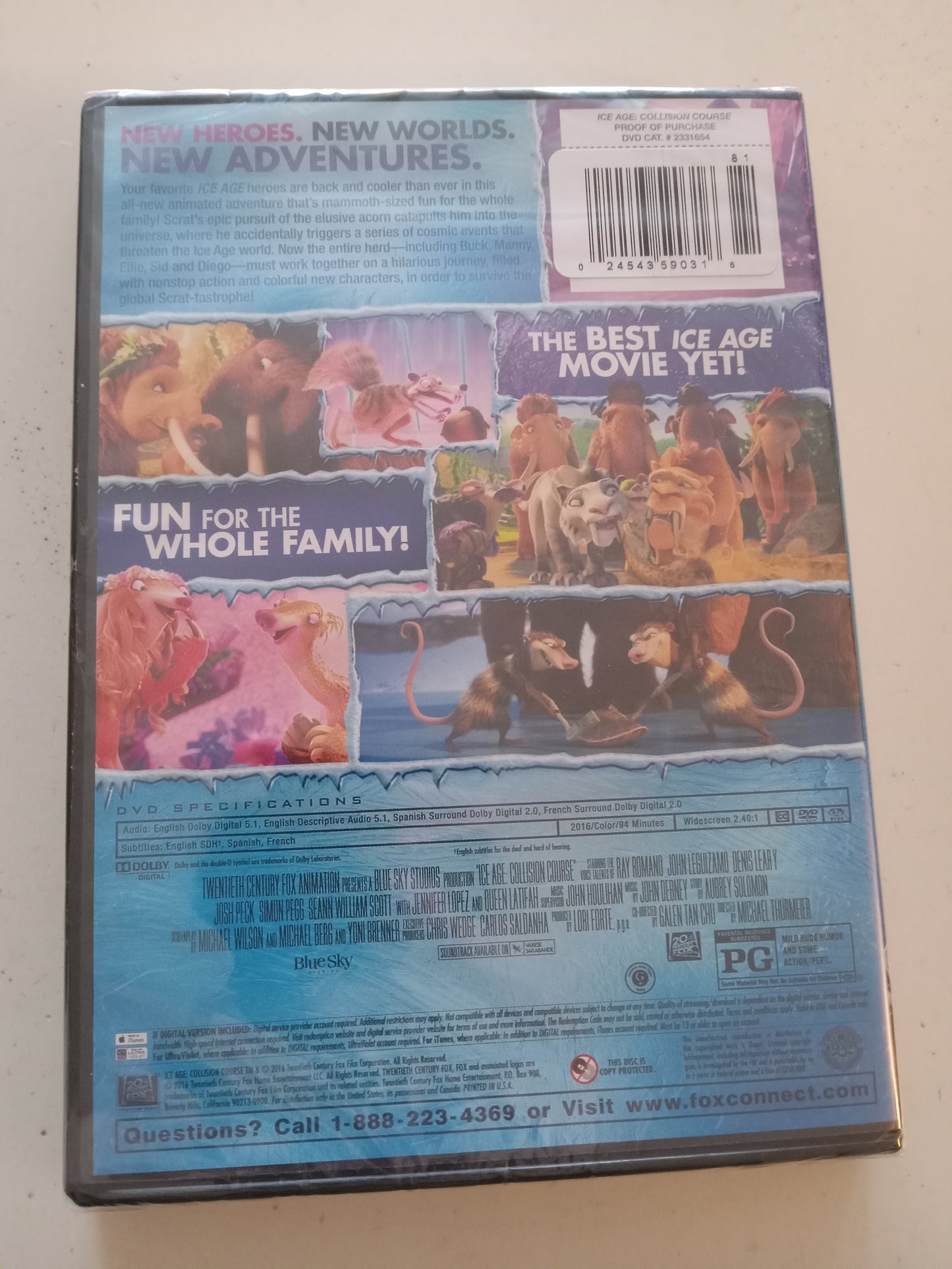 Ice Age Collision Course, Blue Sky Animation DVD Movie, Widescreen, Rated PG, NEW