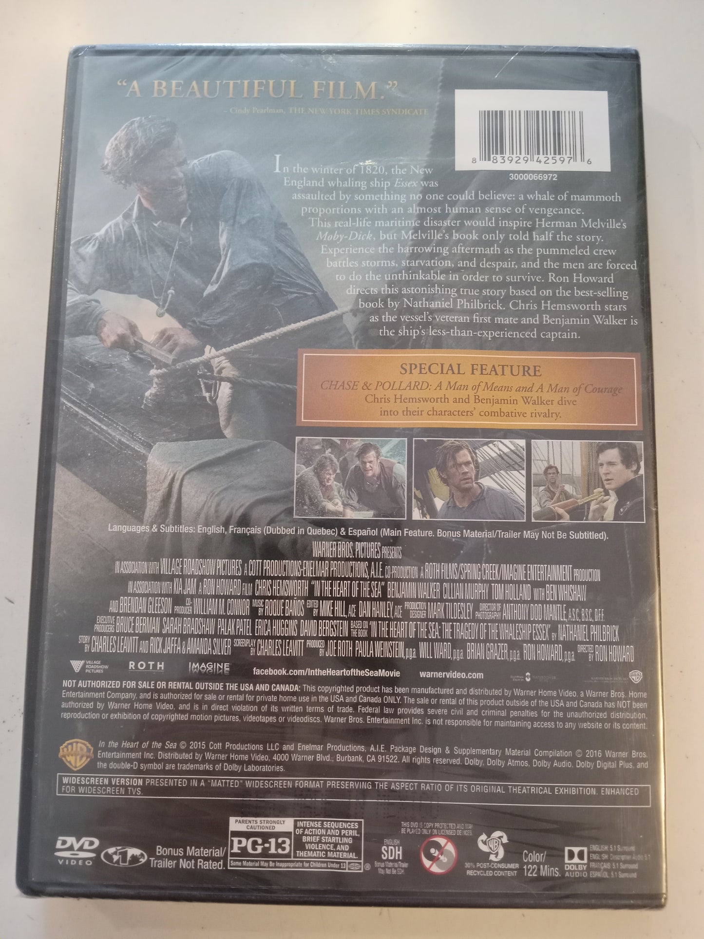 In The Heart Of The Sea, DVD Movie, Chris Hemsworth Widescreen, Rated PG-13, NEW
