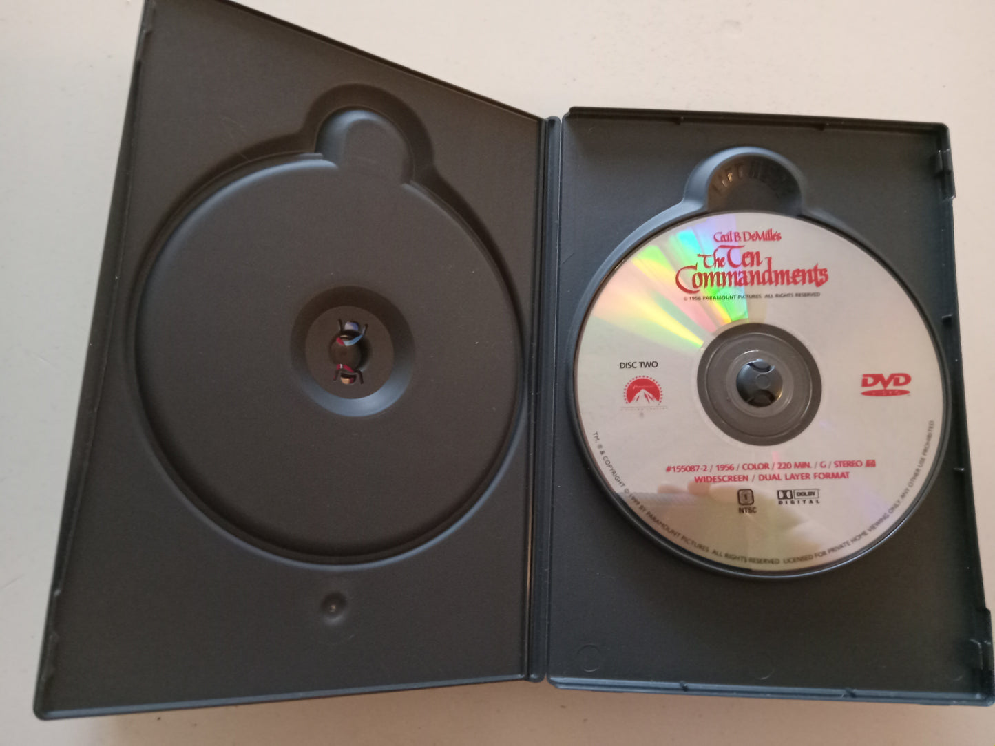 The Ten Commandments, Cecil B. DeMille's, DVD Movie, Charlton Heston Widescreen, Rated G, USED