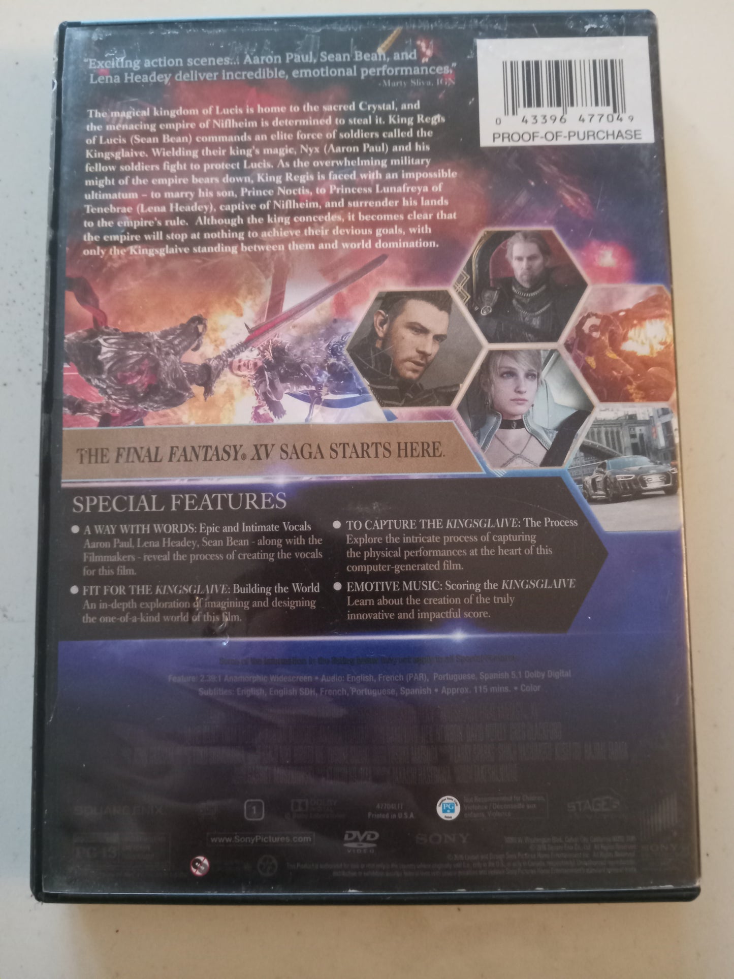 Kingsglave Final Fantasy XV, DVD Movie, Sean Bean Widescreen, Rated PG-13, USED