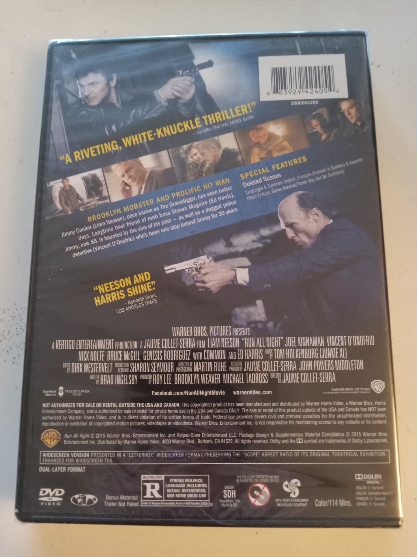 Run All Night, DVD Movie, Liam Neeson Widescreen, Rated R, NEW
