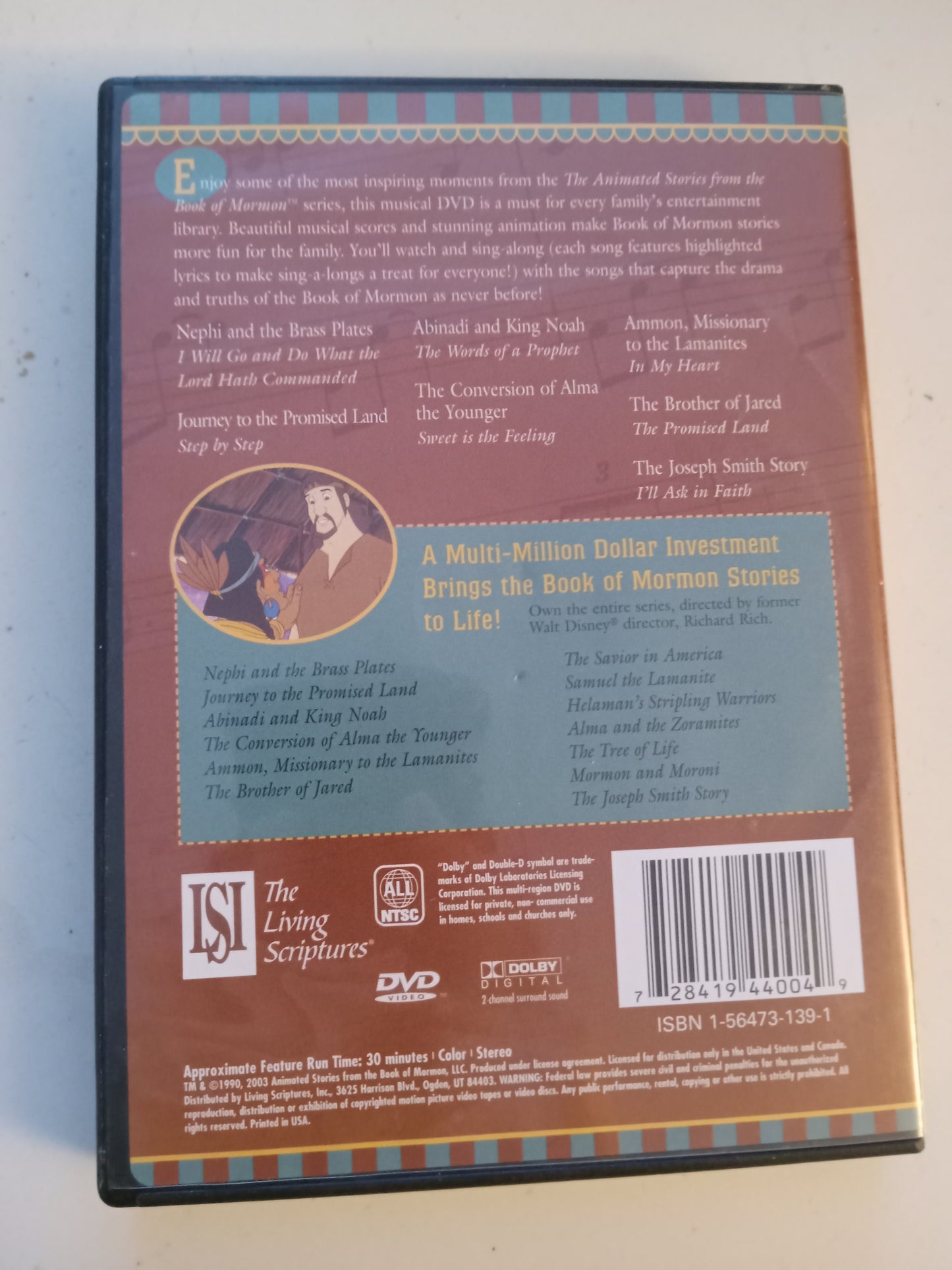 Music Video Volume 1/2, Animated Stories From The Book Of Mormon, DVD Movie, Fullscreen, Living Scriptures, Not-Rated, USED