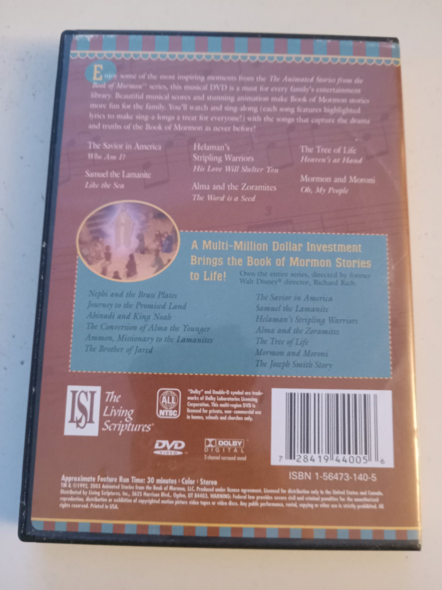 Music Video Volume 1/2, Animated Stories From The Book Of Mormon, DVD Movie, Fullscreen, Living Scriptures, Not-Rated, USED