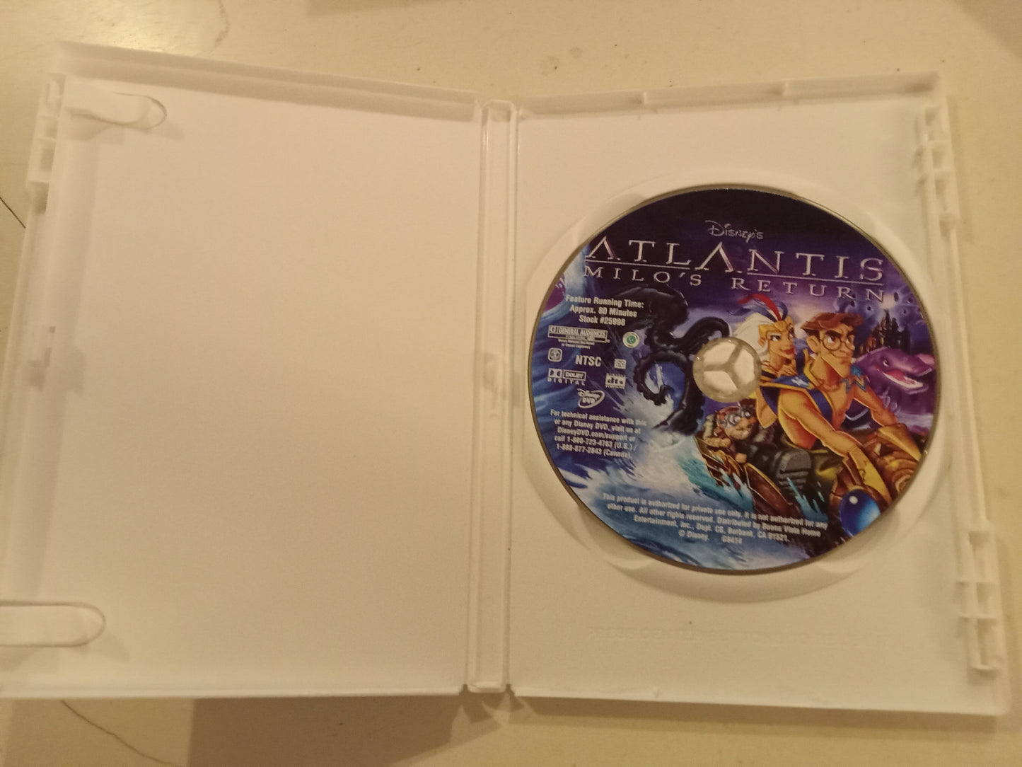 Atlantis Milo's Return, Disney Animation DVD Movie, Widescreen, Rated G, USED