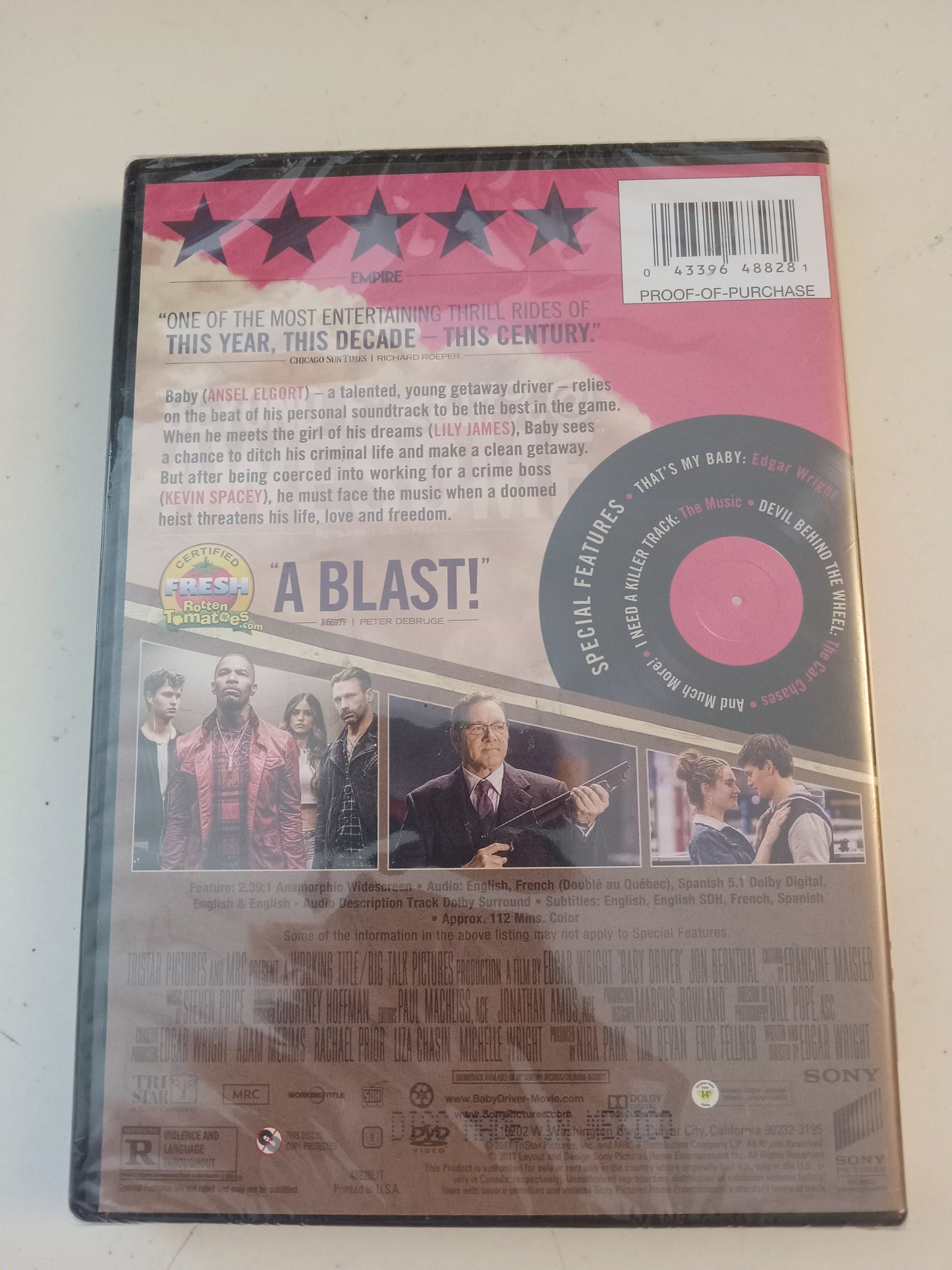 Baby Driver, DVD Movie, Kevin Spacey Widescreen, Rated R, NEW