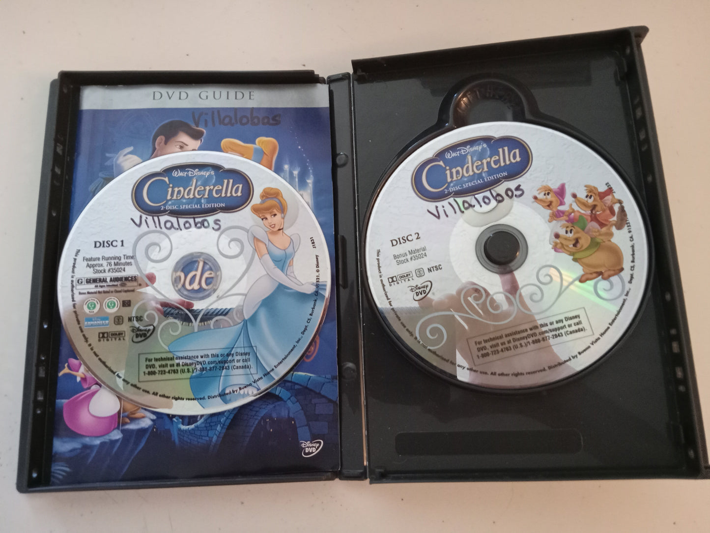 Cinderella Disney Animation, DVD Movie, Fullscreen, 2 Disc Special Ed. Rated G, USED