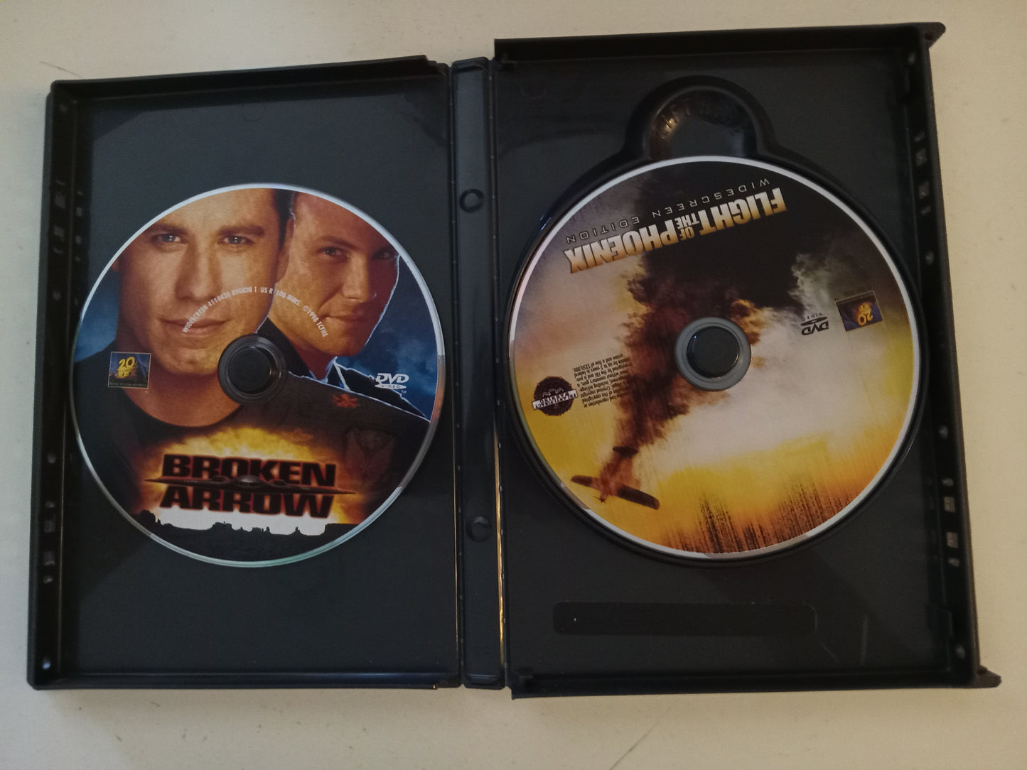 Broken Arrow & Flight Of The Phoenix, 2 DVD Movies, John Travolta, Dennis Quaid, Widescreen, Rated R/PG-13, USED