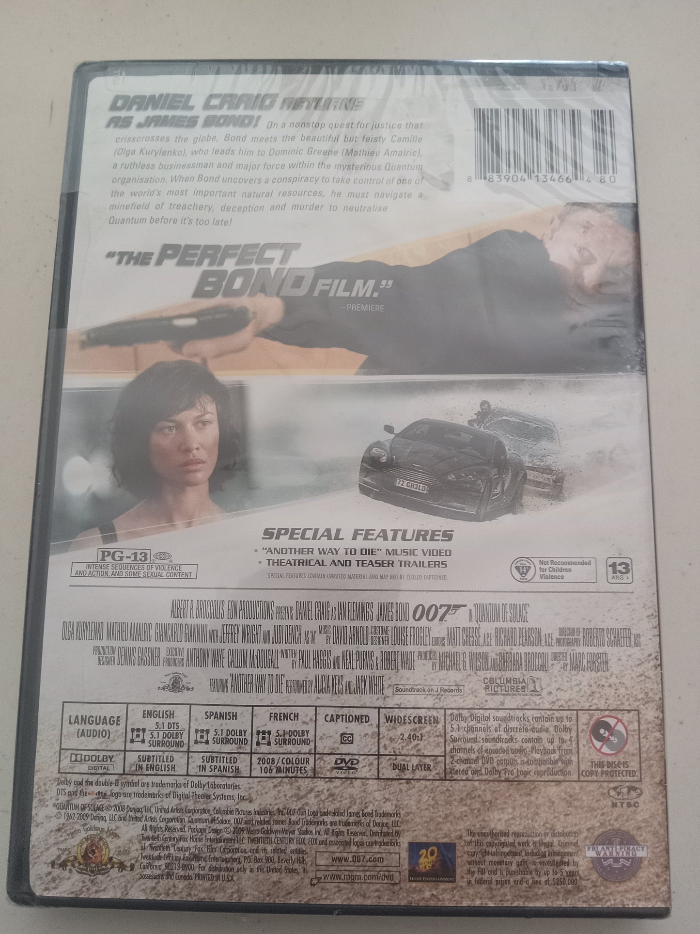 James Bond 007 in Quantum Of Solace, DVD Movie, Daniel Craig Widescreen, Rated PG-13, NEW/USED