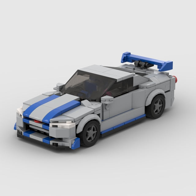 JDM Nissan Fast & Furious Blocks Build Car, Skyline GTR R34, S14, 350Z, R32, 240Z, Initial D Racing Sports Cars NEW