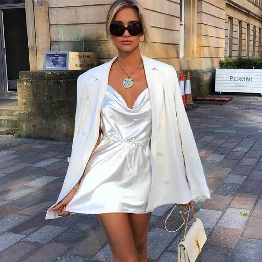 Womens Satin Mini Short Dress Flirty Party Playful Sexy Comfortable NEW