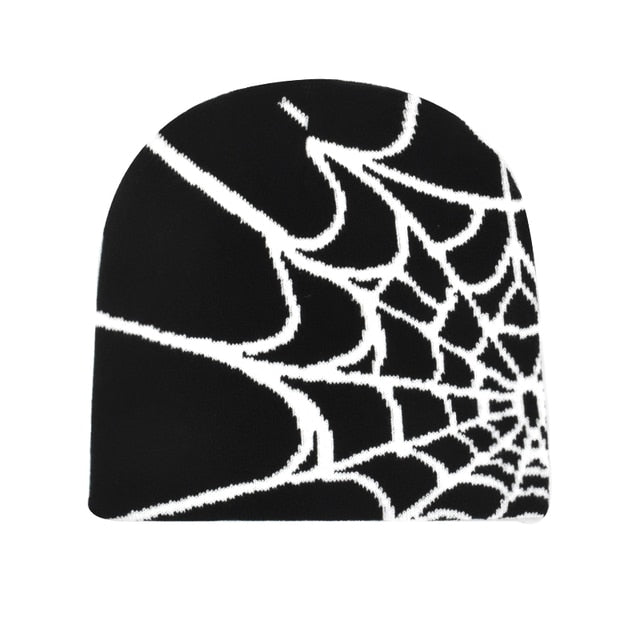 Gothic Spider Web Pattern Beanie Cap Halloween Outfit Accessory NEW