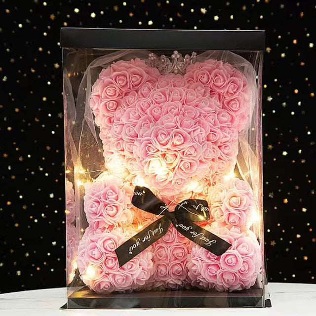 Valentines Day Wedding Decoration Red Rose Bear lights