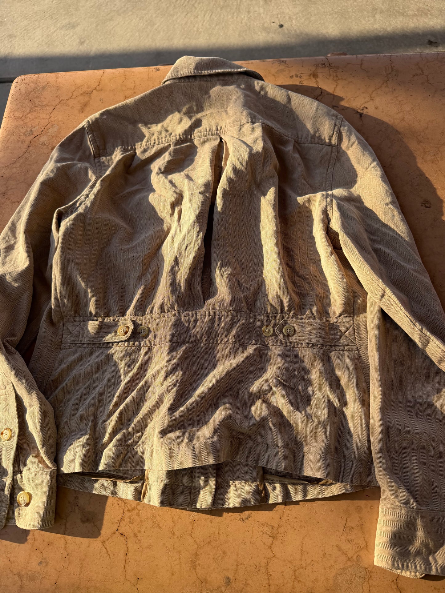 Raulph Lauren zip up outback hiking shirt tan long sleeve camping outdoors sports shirt size Large…