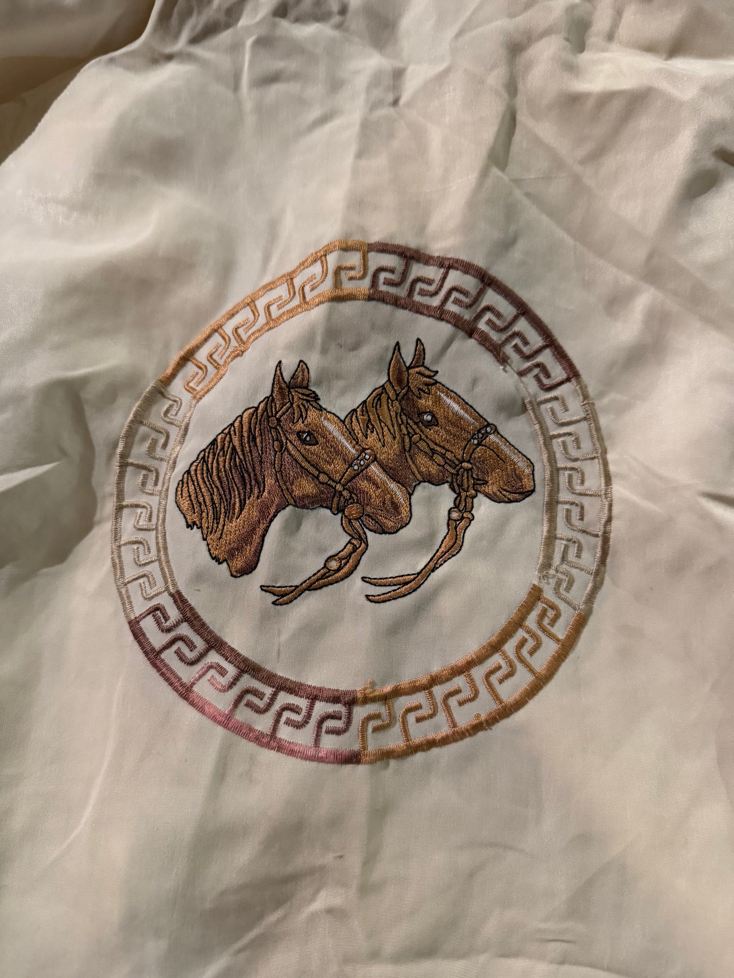 First Line button down shirt ladies size largethem Horses Rodeo-race track …