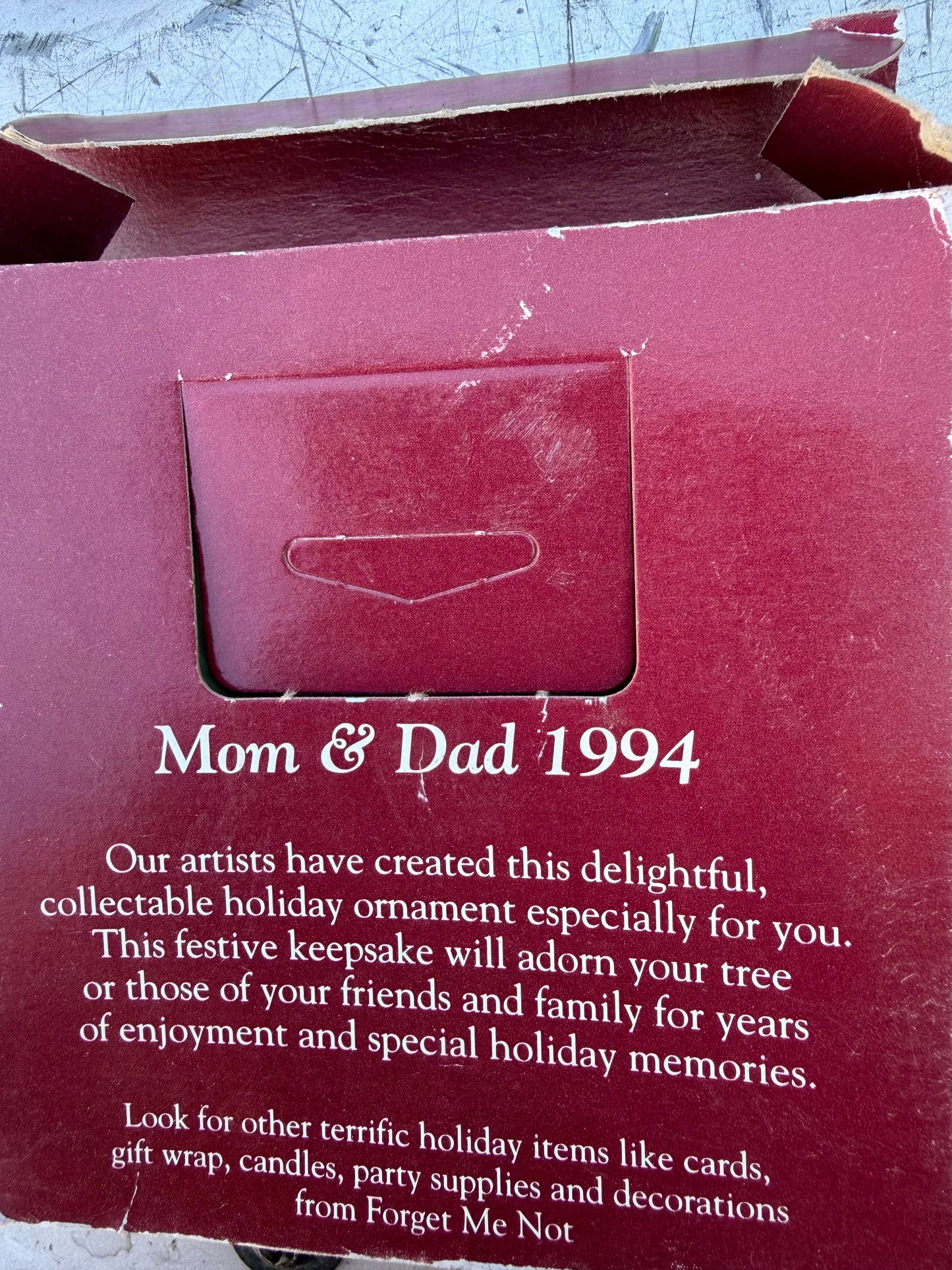 American greetings Forget Me Not Holiday Christmas ornament for mom dad 1994 new …