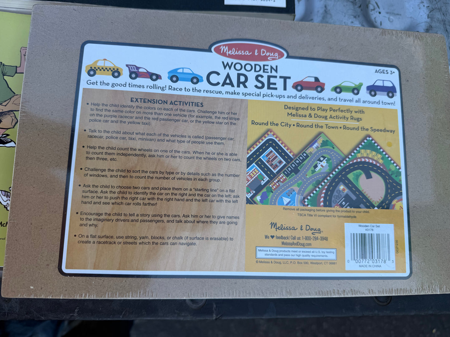 Melissa and Doug wooden car set new 9 cars made of wood block no sharp edges with case …