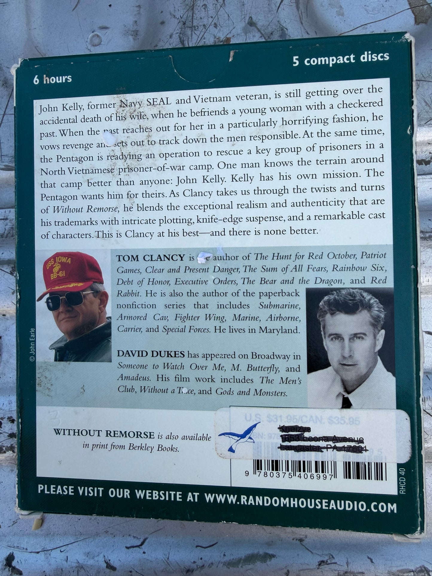 Tom Clancy famous Author of great books. Titled Without Remorse Audio book on CD …