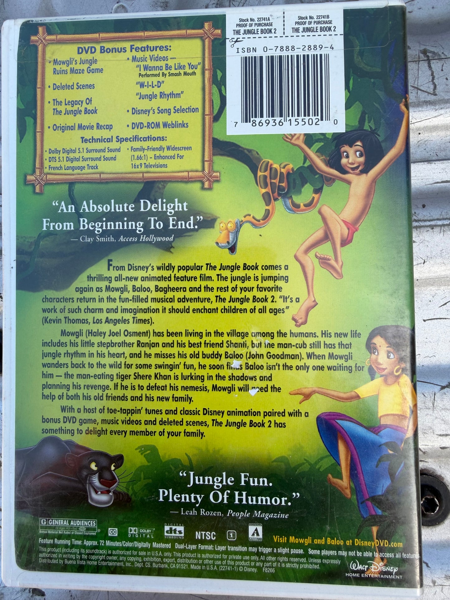Disney Jungle Book 2 DVD movie animation cartoon used…