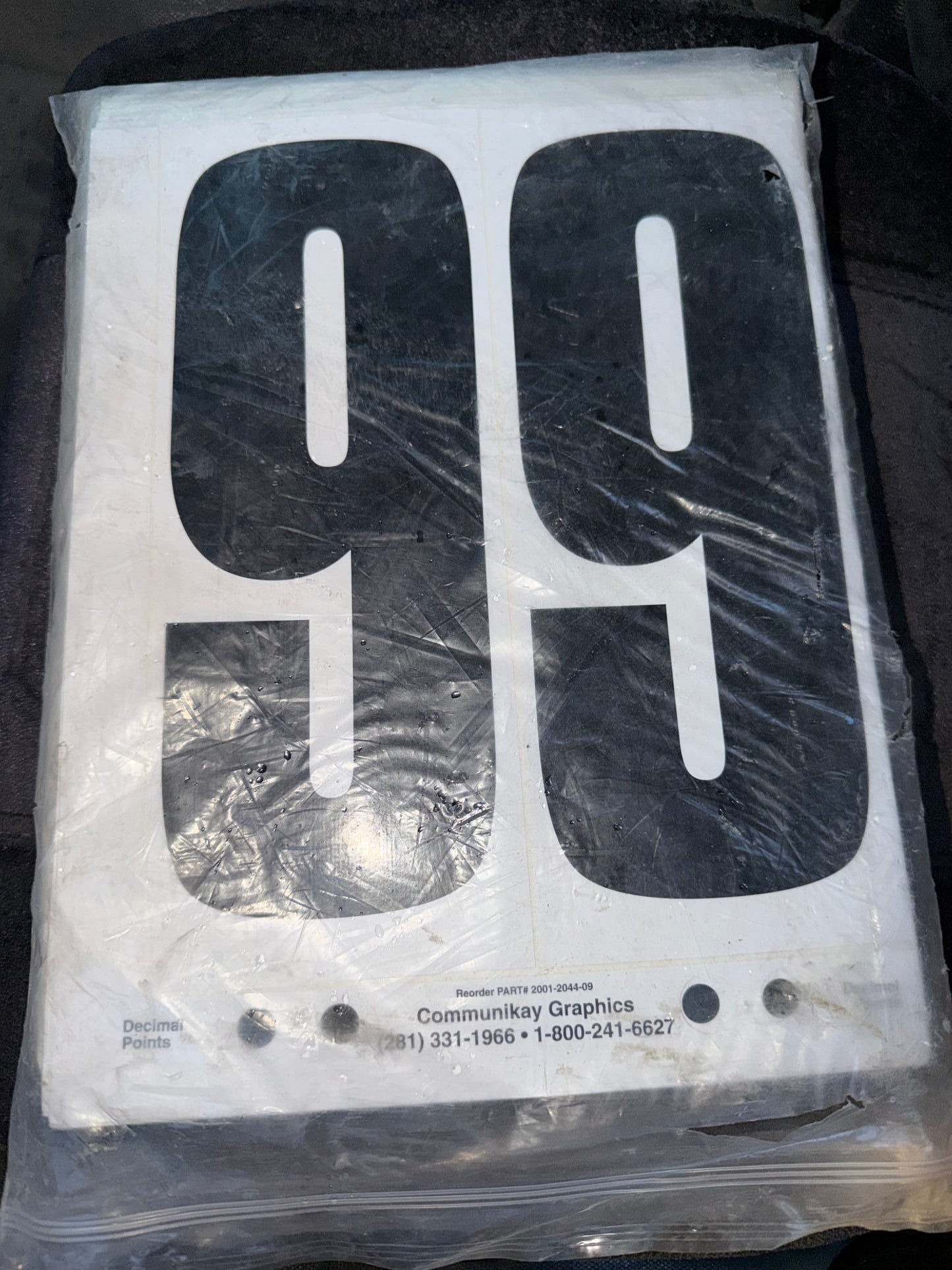 Sticker numbers large size black 7.5 tall 3.5 wide 00-99 set new …