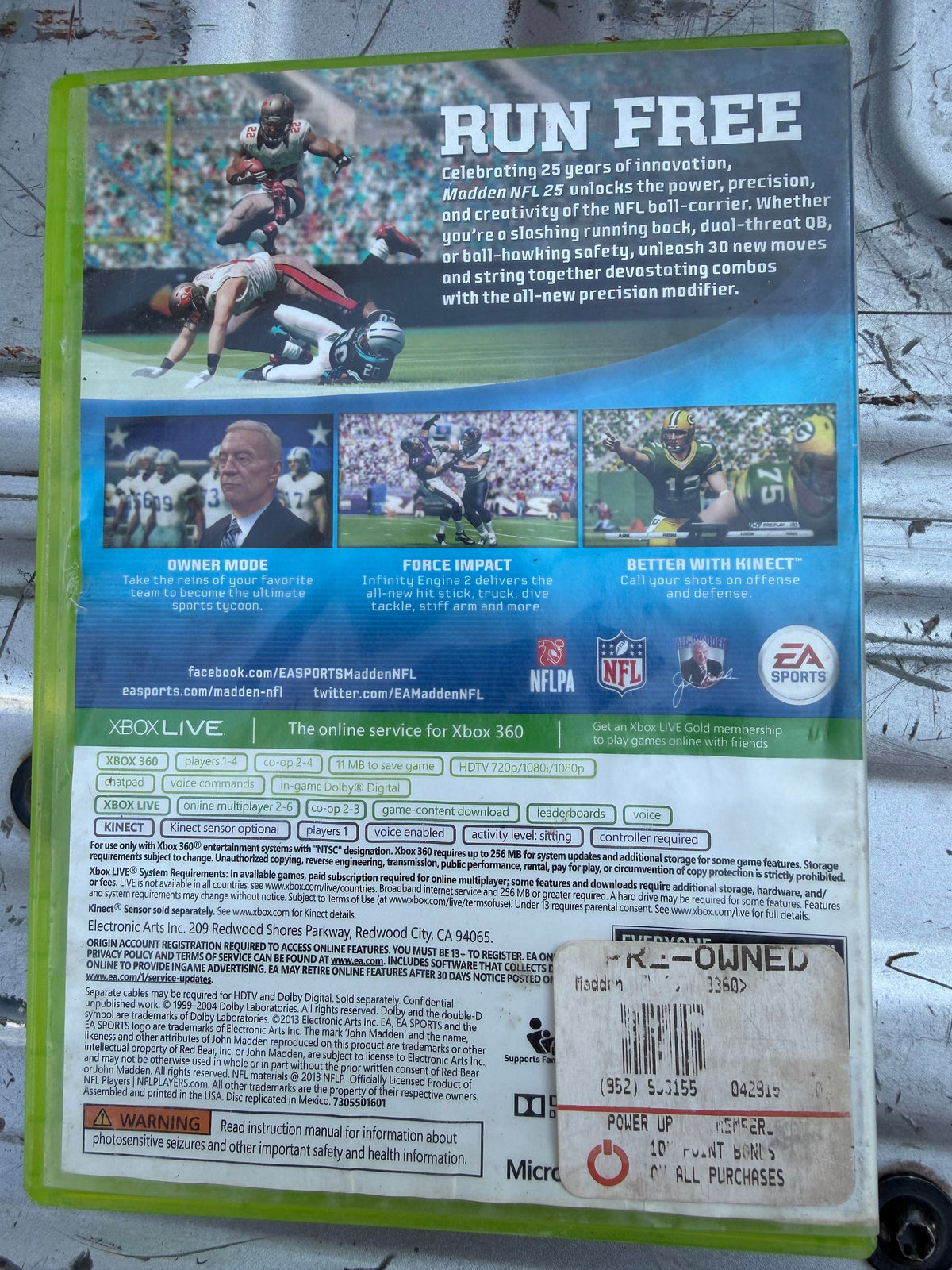Madden 25 x-Box 360 game NFL football team used…