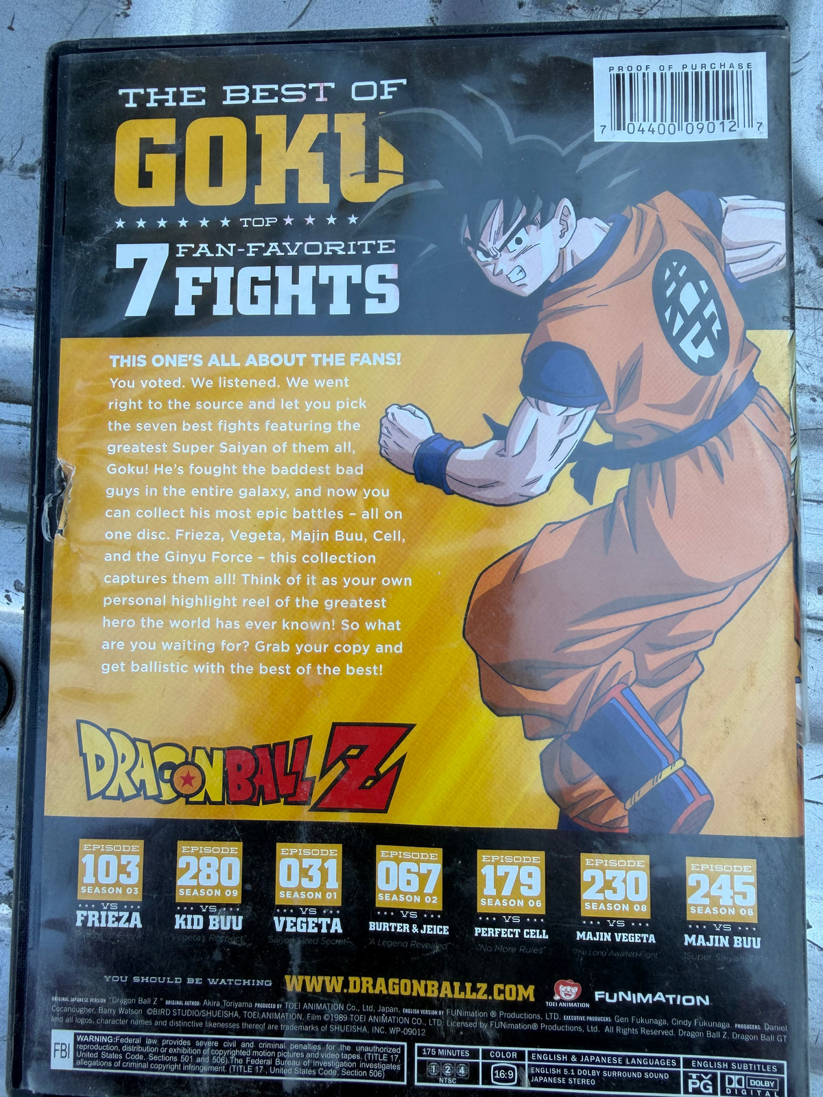 Dragon ball Z 7 fights DVD anime series used …
