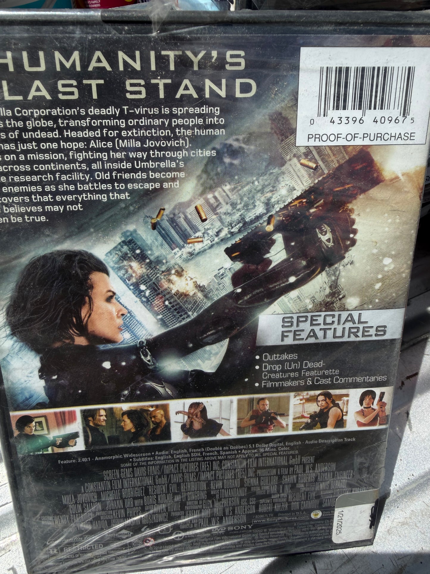 Resident Evil Retribution. DVD movie rated R new sealed…