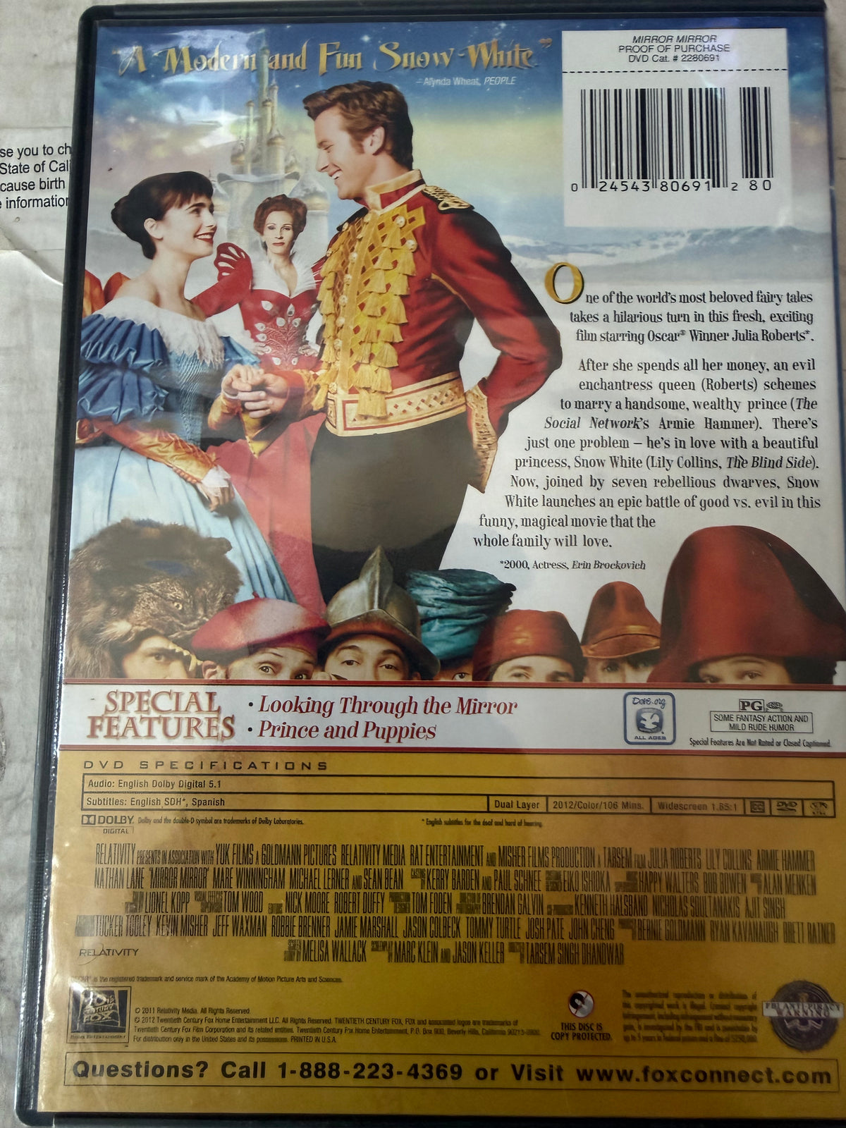 Mirror Mirror DVD movie with Julia Roberts used…