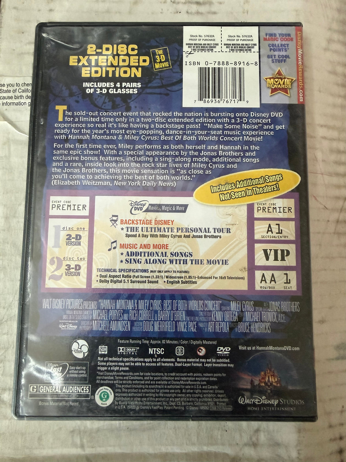 Walt Disney Hannah Montana and Miley Ciyrus 2 disc set used …
