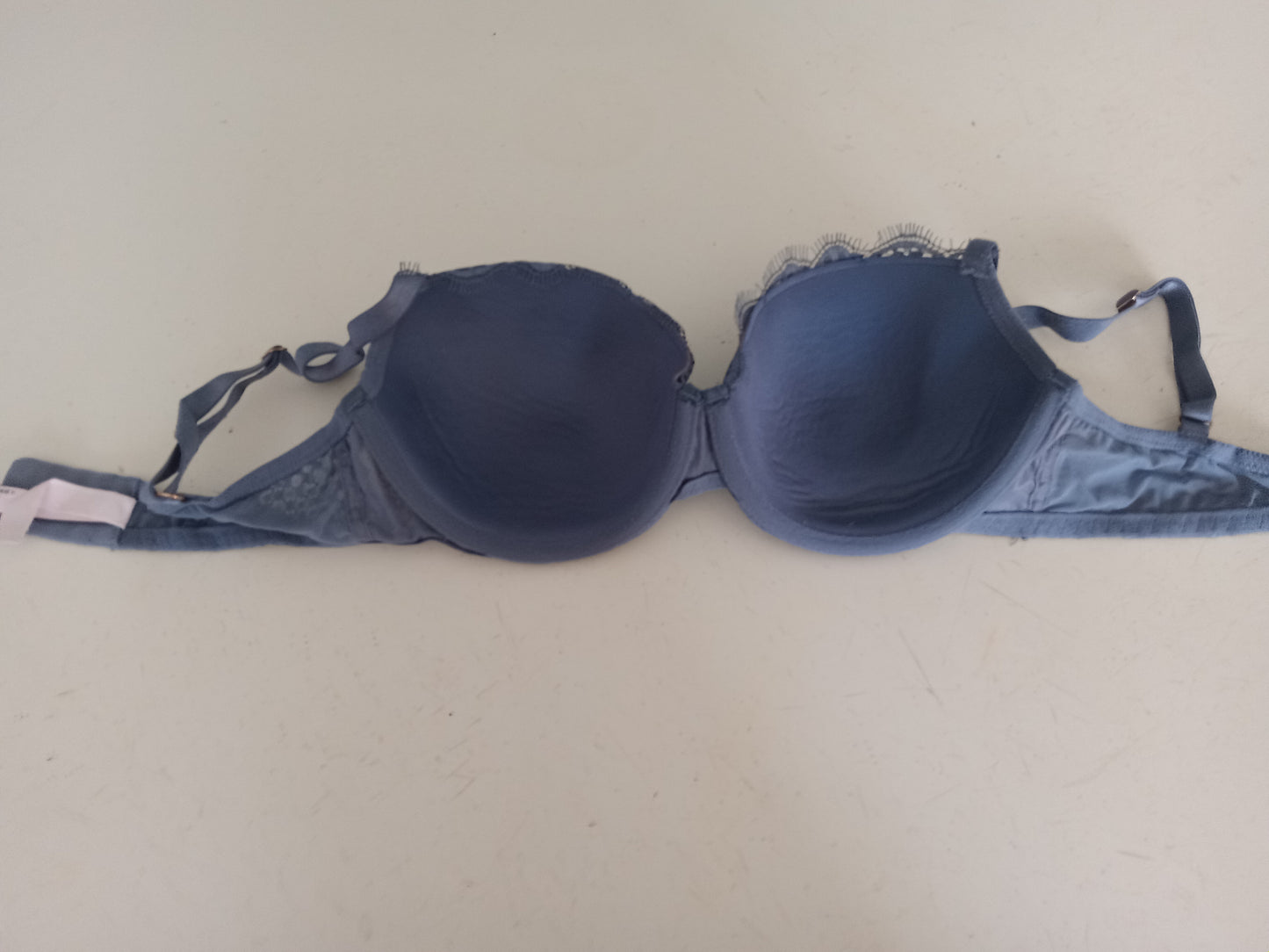 Victoria's Secret Navy Blue Laced Bra 32DD, Dream Angels, Adds 2 Cups, LIKE NEW