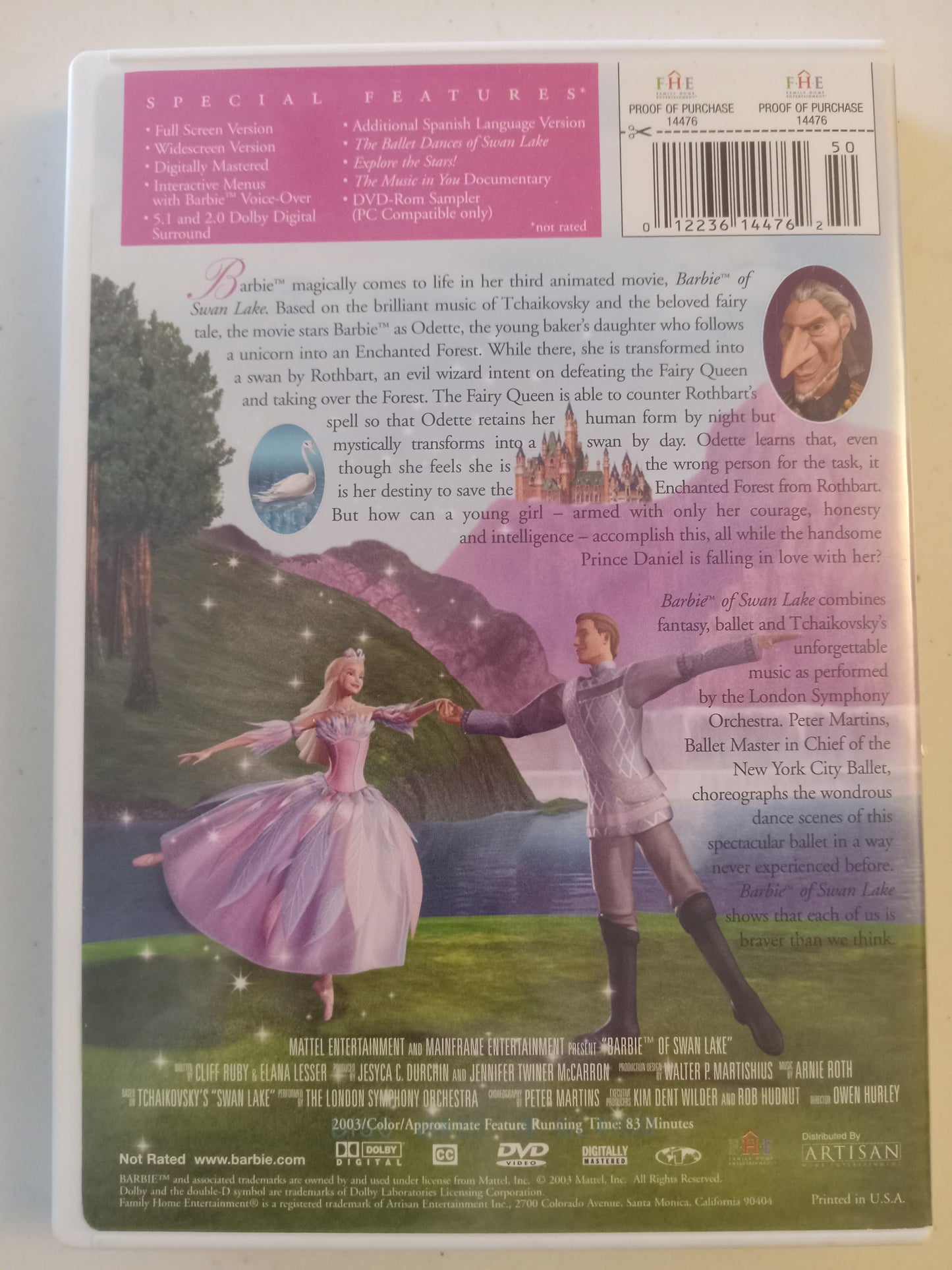 Barbie Of Swan Lake, DVD Movie, Widescreen, Rated G, USED