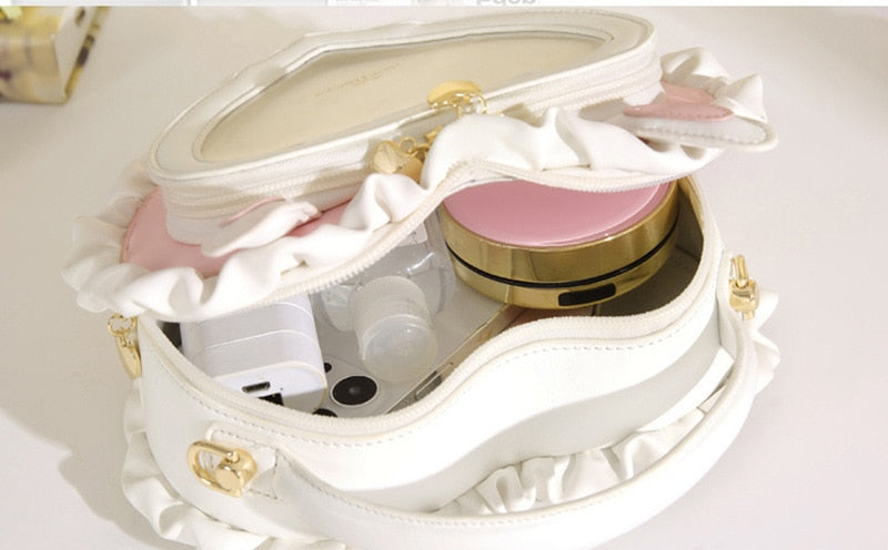 Valentines Day Kawaii Bunny Ears Heart Shape Shoulder Bag Purse Pink Blue