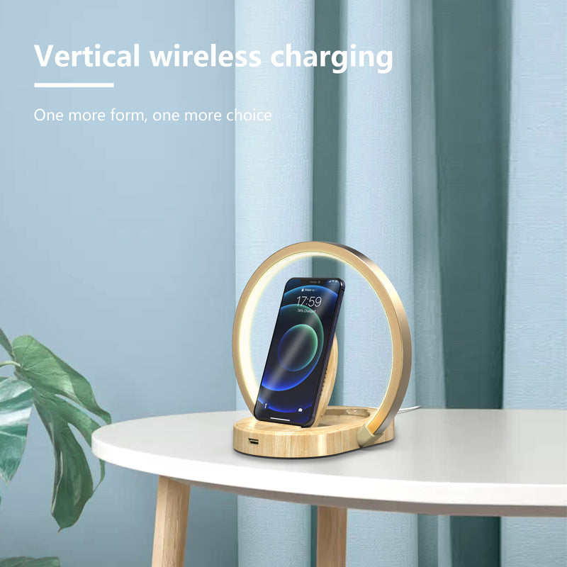 LED Desk Lamp Wireless Phone Charger Elegant Eternal Circle NEW