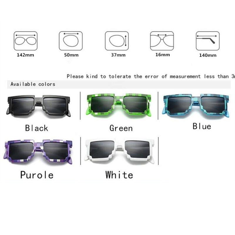Mosaic Minecraft Video Game Cosplay Sunglasses Green Cosplay Costume Accessory 100% UV protection NEW