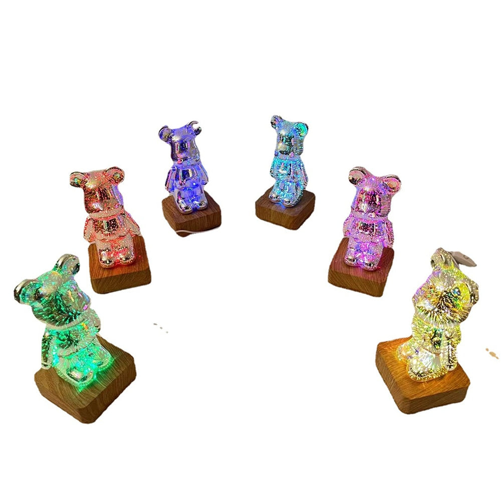 Valentines Day Fireworks Little Bear Night Light Multi Color