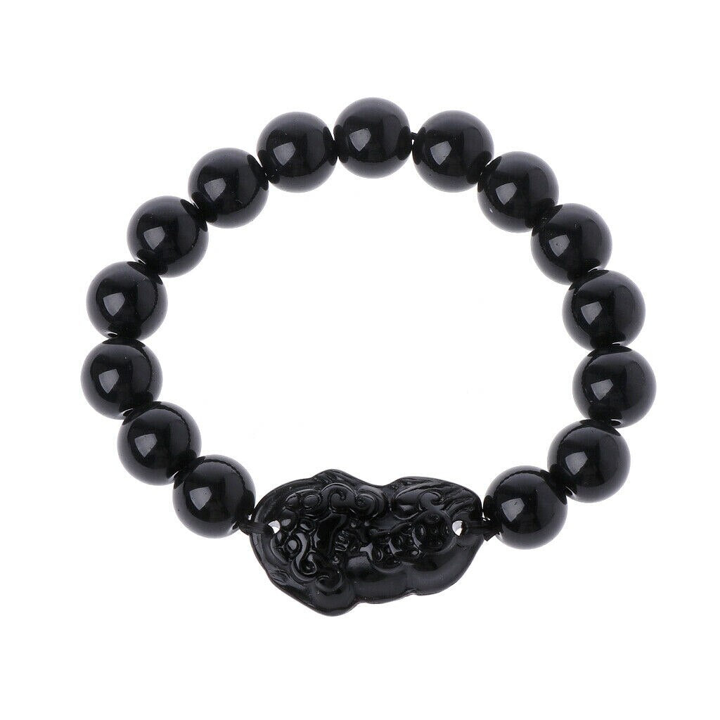 Natural Obsidian Stone Bracelet Attract Wealth Good Luck NEW