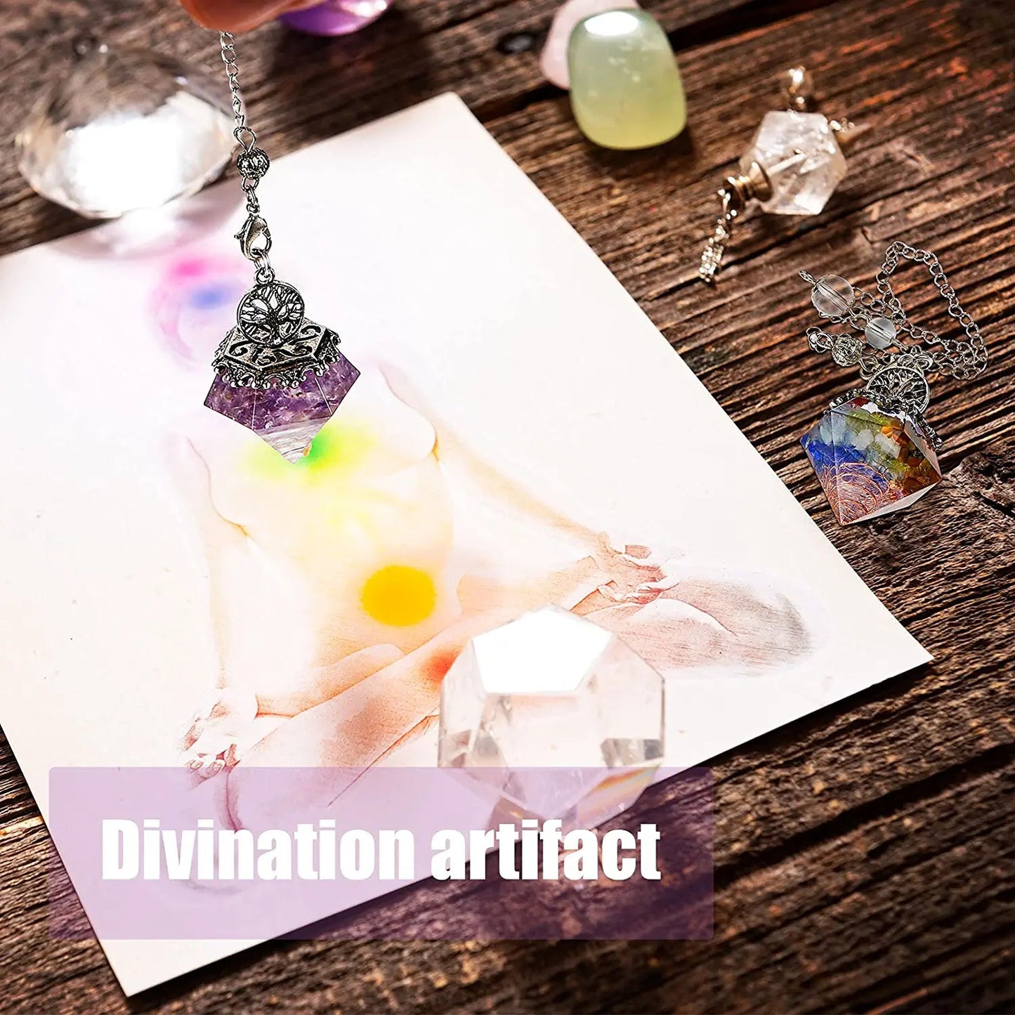 2 Pieces Chakra Pendulum Crystal Pendent Fantasy Charms NEW