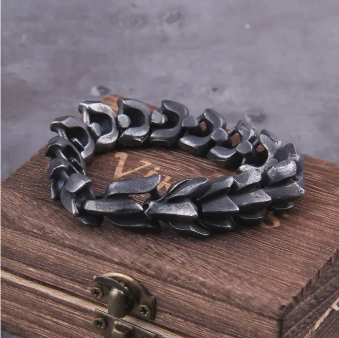 Viking Ouroboros Vintage Punk Mens Bracelet Stainless Steel Hip Hop Street Culture NEW